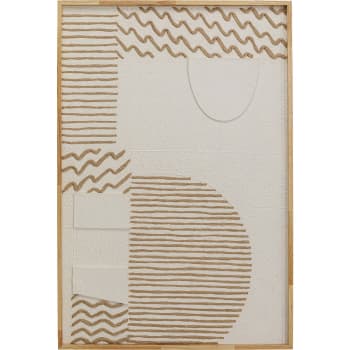 Sandy - Tableau en papier marron et blanc en relief 81x122