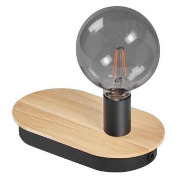 Lampe de table lumineuse en bois noir,26cm