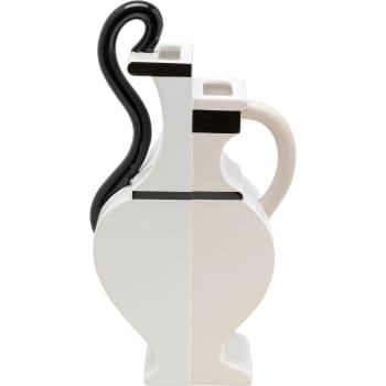 Perfect match - Vase en céramique blanche, noire et rose H35