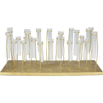 Meadow - Vase tubes à essai en verre et acier doré