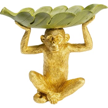 Banana leaf - Coupe singe doré et feuille verte en polyrésine