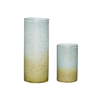 Shimmer - Set de 2 Vase en verre bleu et marron