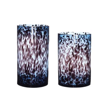 Leo - Set de 2 Vase en verre bleu et bordeaux
