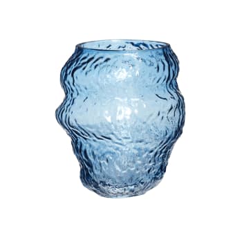 Aurora - Vase en verre bleu  H18