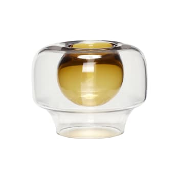 Lunar - Vase en verre transparent et jaune H16 H16