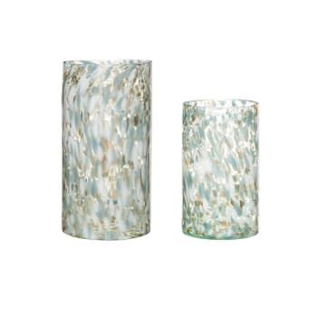 Libra - Set de 2 Vases en verre bleu