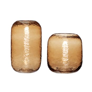 Texture - Set de 2 Vase en verre ambre