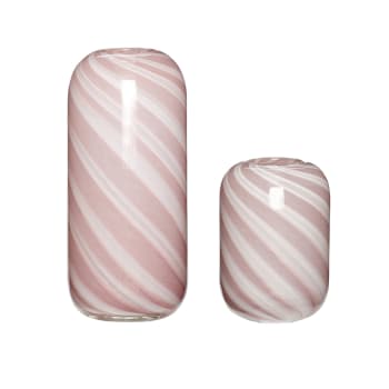 Candy - Set de 2 Vase en verre rose et blanc