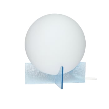 Moon - Lampe de table en verre bleu et blanc