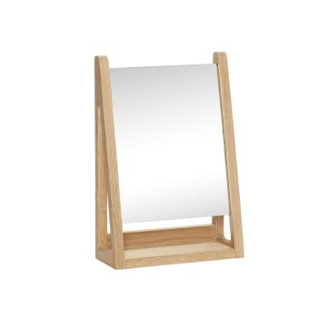 Point - Miroir de table en verre et bois de chêne naturel
