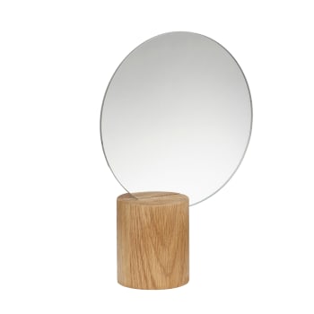 Edge - Miroir de table en verre et bois de chêne naturel