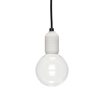 Freely - Lampe en verre blanc avec ampoule et fil noir