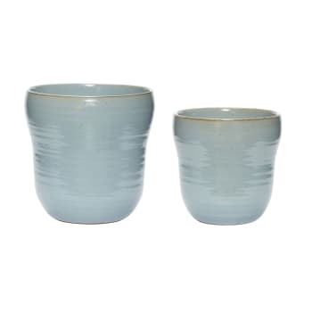Care - Set de 2 Pots en céramique bleu claire