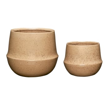 Vibe - Lot de 2 caches-pots en céramique sable