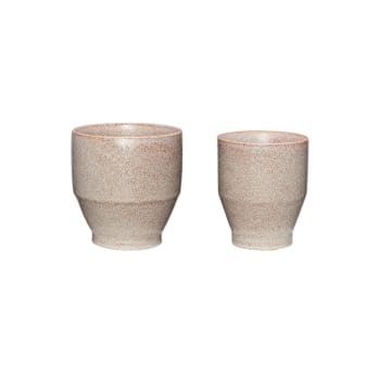 Ashes - Set de 2 Pots en céramique beige