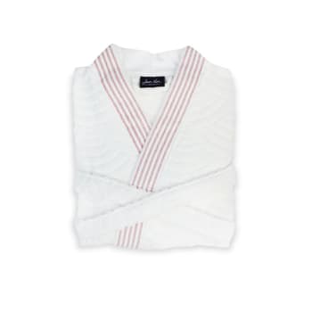 Artea - Peignoir en coton blanc et rouge taille S