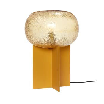 Podium - Lampe de table en verre et fer ambre