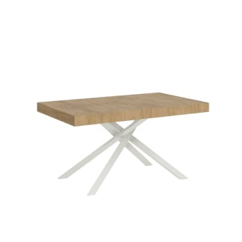 Karida - Tavolo allungabile 140x90/244 cm effetto legno quercia telaio bianco
