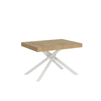 Karida - Tavolo allungabile 120x90/224 cm effetto legno quercia telaio bianco