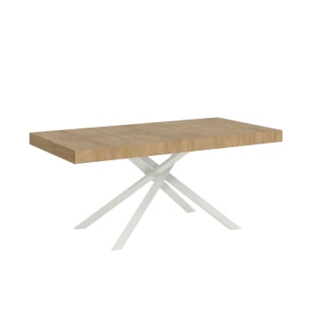 Karida - Tavolo allungabile 160x90/264 cm effetto legno quercia telaio bianco