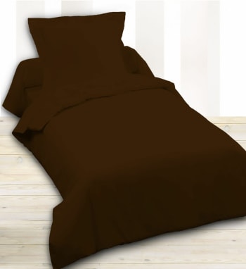 Uni - Housse de couette coton marron 140x200 cm