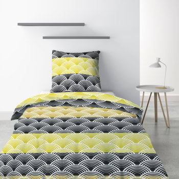 HIKO - Parure de lit  avec housse de couette et taie d'oreiller imprimé 140 x