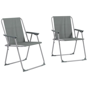 Outsunny - Set di 2 sedie da giardino pieghevoli in tessuto con braccioli grigio