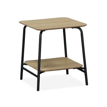 Scuola - Table de chevet décor bois et structure acier