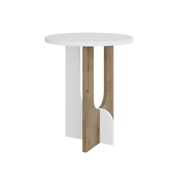 Folas - Table basse design d40cm blanc et chêne clair