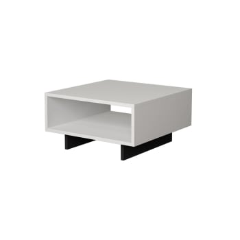 Oris - Table basse carrée bois blanc et anthracite