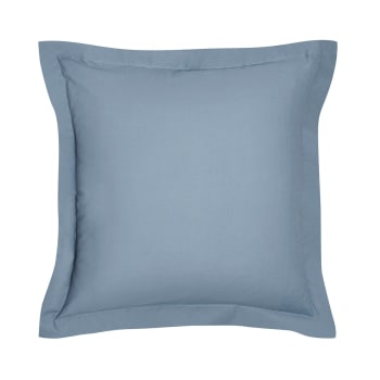 Essential - Taie d'oreiller en coton bleu gris 63x63