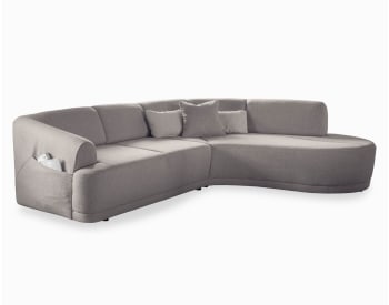 Siena - Canapé d'angle droit 4 places en tissu gris clair