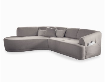 Siena - Canapé d'angle gauche 5 places en tissu gris clair