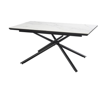 Sullana - Table à manger contemporain 160 cm noir / blanc