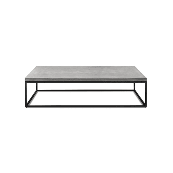 Perspective - Table basse design industriel en béton gris et acier noir - 130 x70cm