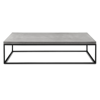 Perspective - Table basse design industriel en béton gris et acier noir - 130x70cm