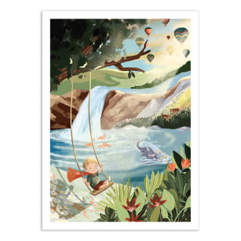 1x - SWINGSET DREAMS - GOED BLAUW - Affiche d'art enfant 50 x 70 cm