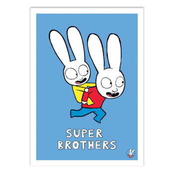 Simon super rabbit - SUPER BROTHERS - SIMON SUPER RABBIT - Affiche d'art enfant 50 x 70 cm