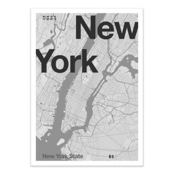 Florent bodart - NEW-YORK MINIMALIST MAP - Affiche d'art 50 x 70 cm
