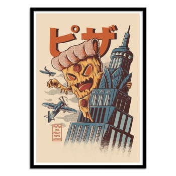 Ilustrata - Affiche 50x70 cm et cadre noir - Pizza Kong - Ilustrata