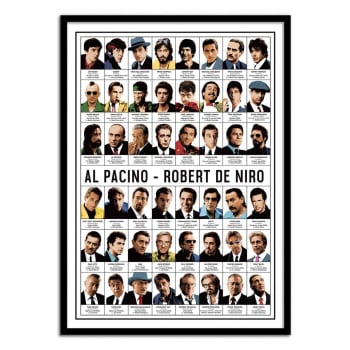 Olivier bourdereau - Affiche 50x70 cm et cadre noir - Al Pacino and Robert de Niro - Olivi