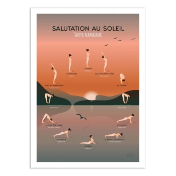 Frog posters - Affiche 50x70 cm - Yoga Salutation au soleil - Frog Posters