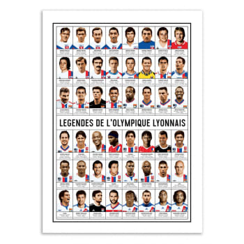 Olivier bourdereau - Affiche 50x70 cm - Légendes de l'Olympique Lyonnais - Olivier Bourder