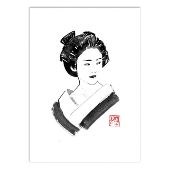 Affiche 50x70 cm - Watching Geisha - Pechane Sumie