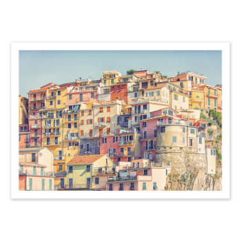 Affiche 50x70 cm - Manarola facade Italy - Manjik Pictures