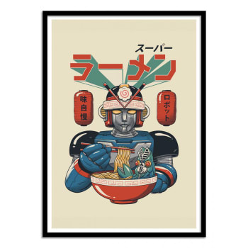 Affiche 50x70 cm et cadre noir - Super Ramen Bot - Vincent Trinidad ...