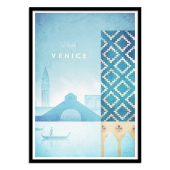 Affiche 30x40 cm et cadre noir - Visit Venice - Henry Rivers