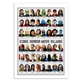 Olivier bourdereau - Affiche 50x70 cm - Iconic Horror movies Villains - Olivier Bourdereau