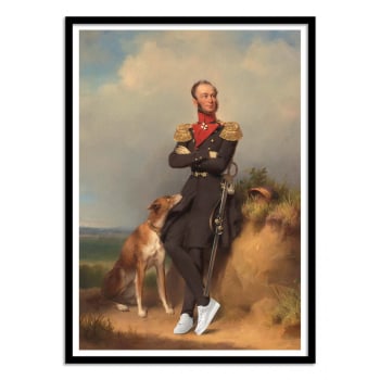 Jonas loose - SNEAKER KING - Affiche d'art avec Cadre bois noir - 50 x 70 cm