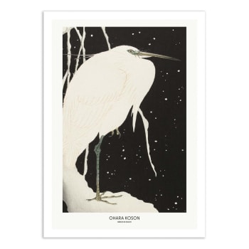 Affiche 50x70 cm - Heron In The Snow - Pictufy